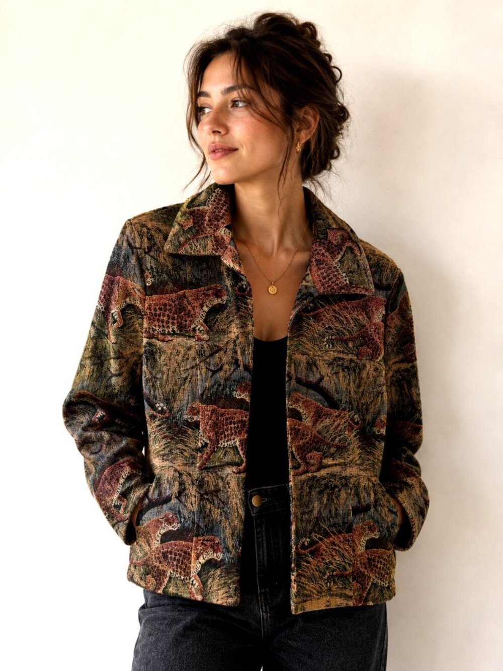 Berry Ellen Tapestry Cat Tiger Print Jacket S
